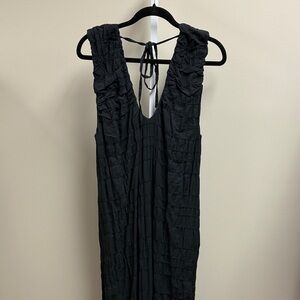 Free People Black Crinkle Maxi Dress